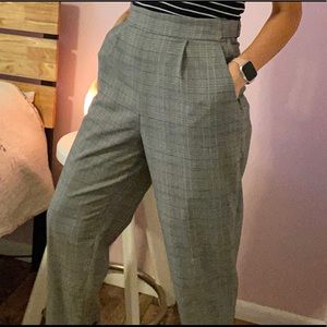High Waisted Plaid Trousers